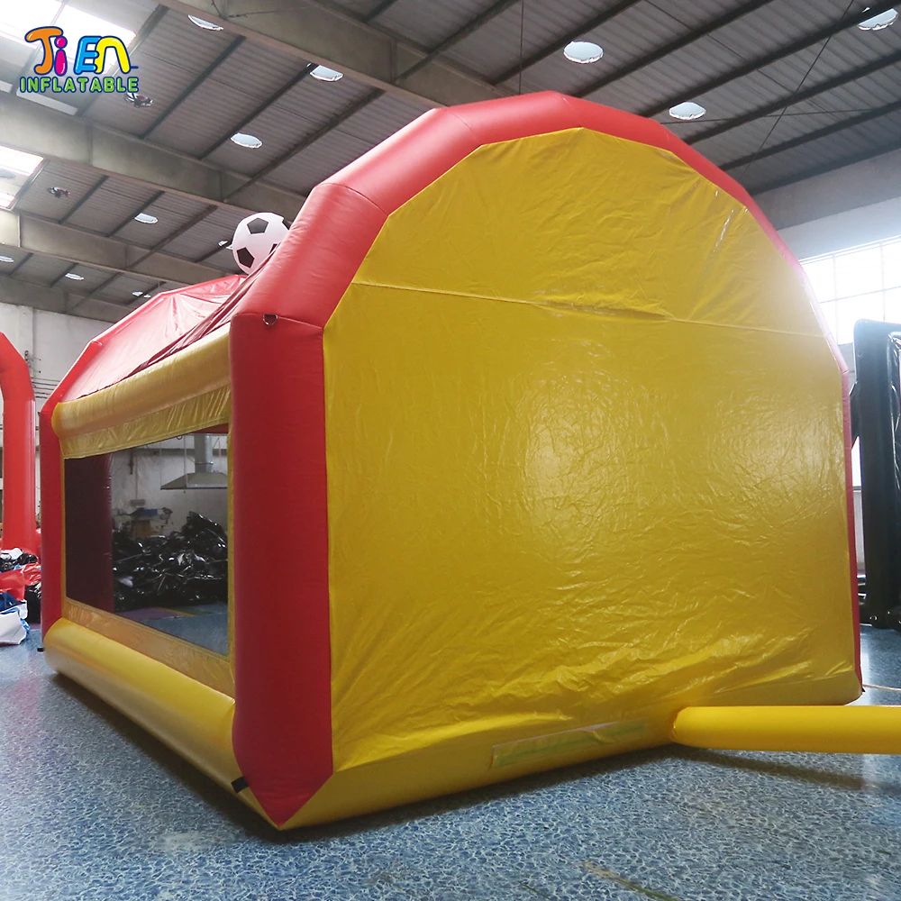 free air ship to door,5x3x4m popular giant outdoor inflatable soccer shooting sports games/ inflatable football soccer goal post