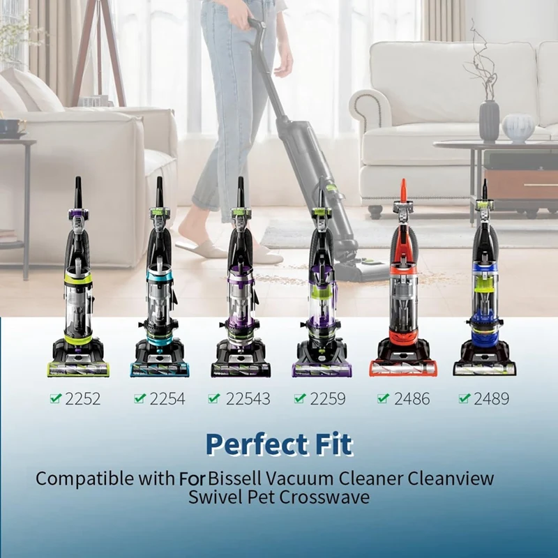ABRW Accessories Kit for Bissell Cleanview Swivel Pet Crosswave 2252-2489, Roller Brush Hepa Filter Vacuum Parts