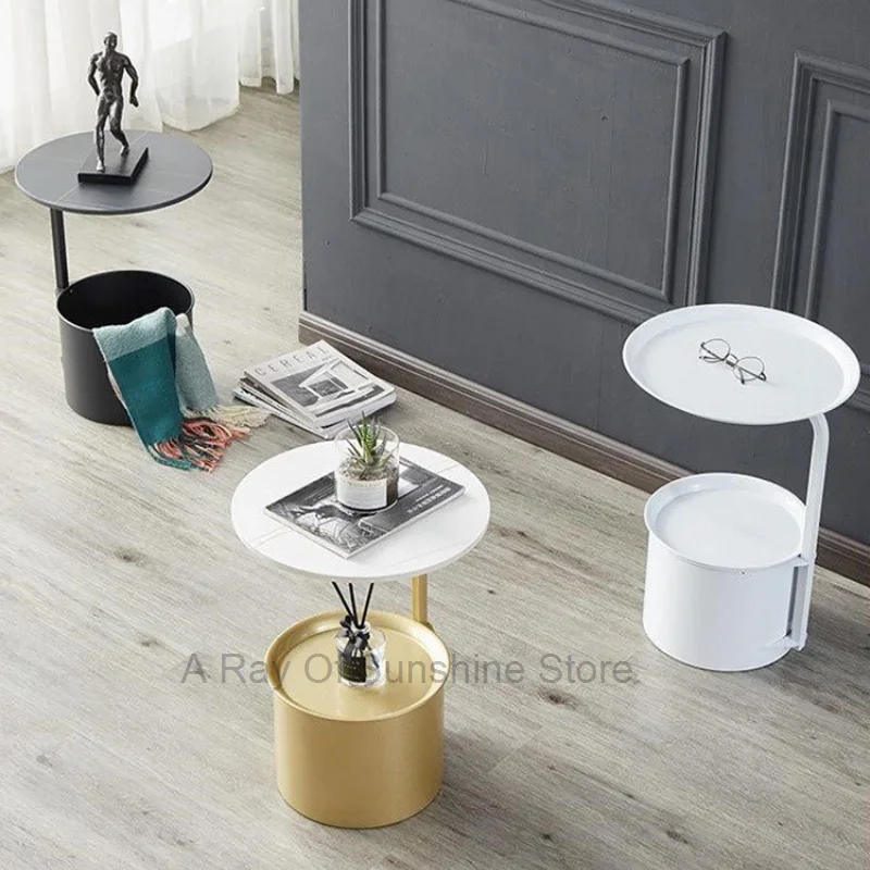 Nordic Golden Coffee Table Living Room Small Auxiliary Coffee Table Luxury Storage Furniture Table Ronde Home Decoration