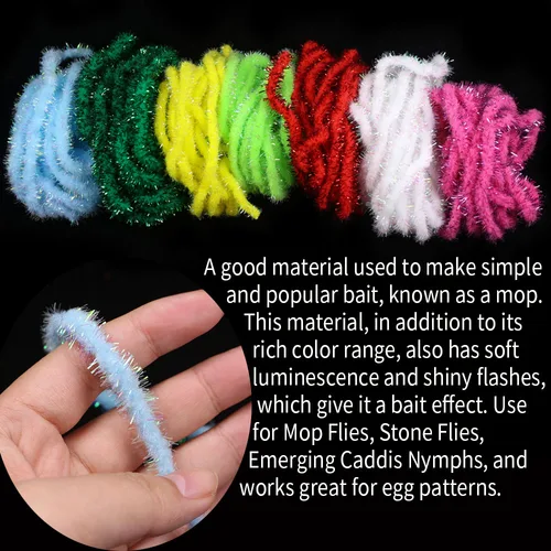 Imagen 2 del producto 2 m/paquete 8 ~ 10mm Flash fregona chenilla atado de moscas Material del cuerpo para fregona moscas de piedra Caddis ninfas Streamer moscas de pesca con mosca