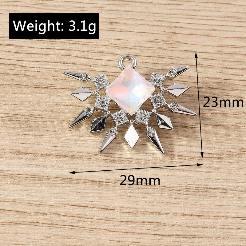Tusember 10 Stück 29 x 23 mm exquisite Kristall-Sonnenanhänger für baumelnde Ohrringe, Halsketten, DIY handgefertigte Schmuckzubehörteile – Detail 1