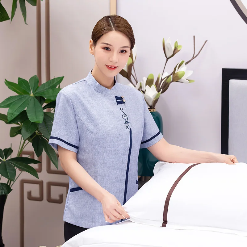 Uniformes de ménage d'hôtel, nettoyeur de chambre d'amis, propriété, entretien ménager de tante, vêtements de travail d'été pour femmes, manches courtes