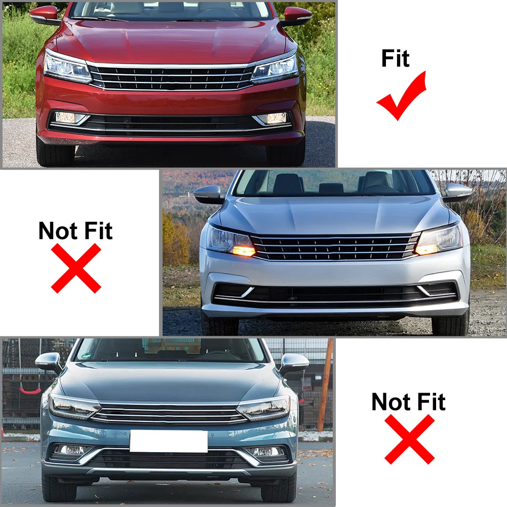 1Pair Car Front Bumper Lower Side Trim Fog Light Cover Decoration 561854661M For VW Passat 2016-2019 base model US Version Only