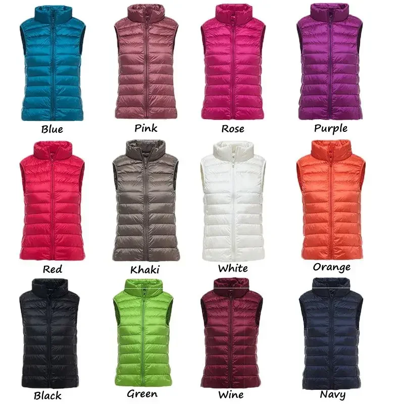 New Women Sleeveless Women\'s Ultra Light Down Vests Slim Jacket Girl Gilet Plus Lightweight Windproof Warm Waistcoat Women Vest