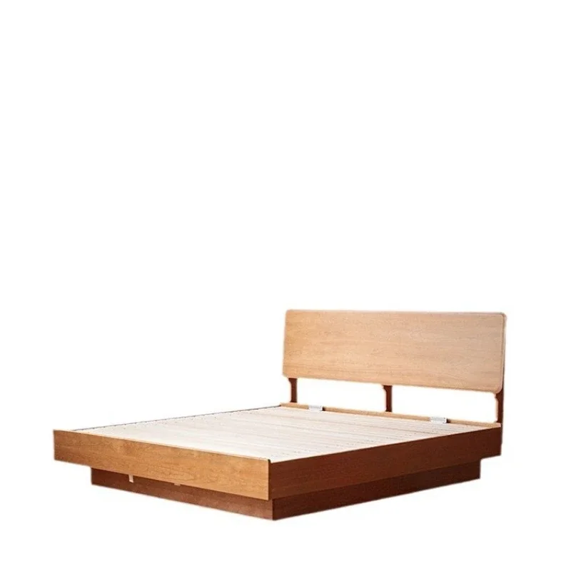 

Solid wood High box storage Box bed Hydraulic electric storage bed 1.8M Japanese master bedroom suspended cherry wood bed