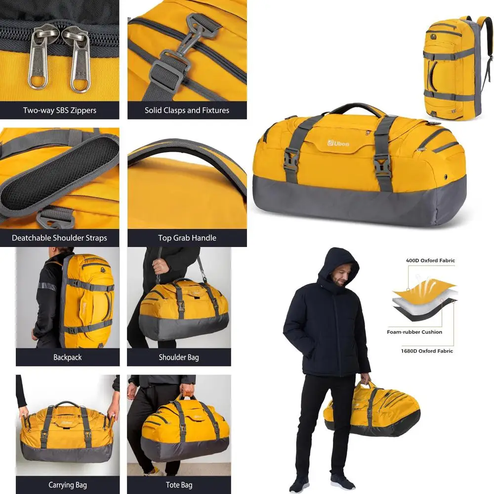 

4-Way Sports Gym Backpack for Weekend Trips, Padded Straps, Shoe Compartment, Ideal for Camping and Travel