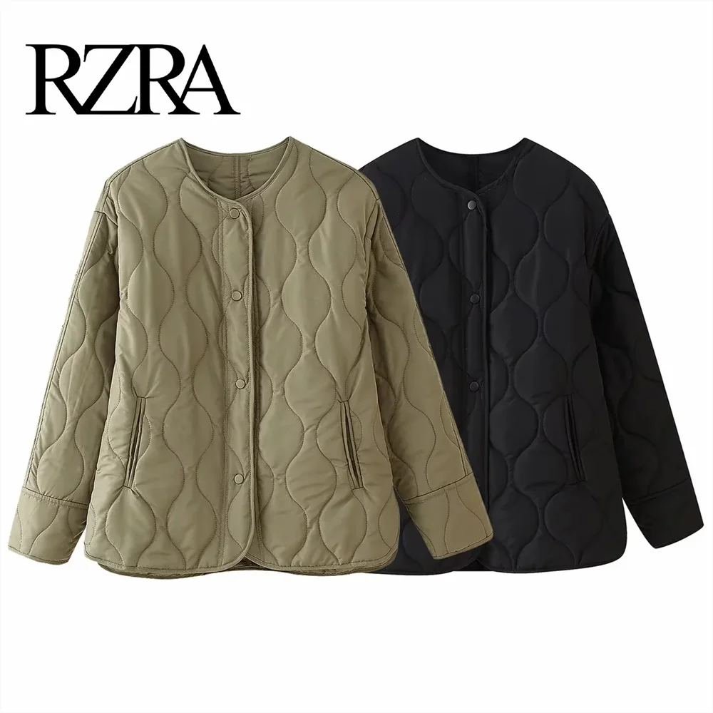 RZRA2024 winter new women's clothing French niche two side slit loose top casual commuting cotton jacket