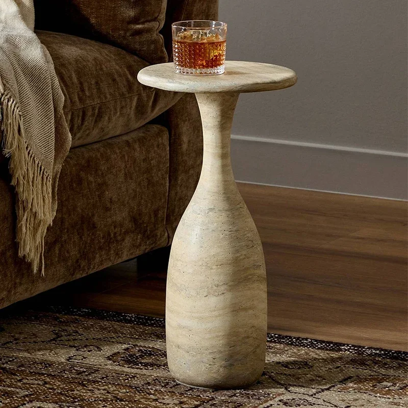 Creative Bowling design-inspired art side table modern marble travertine texture coffee table