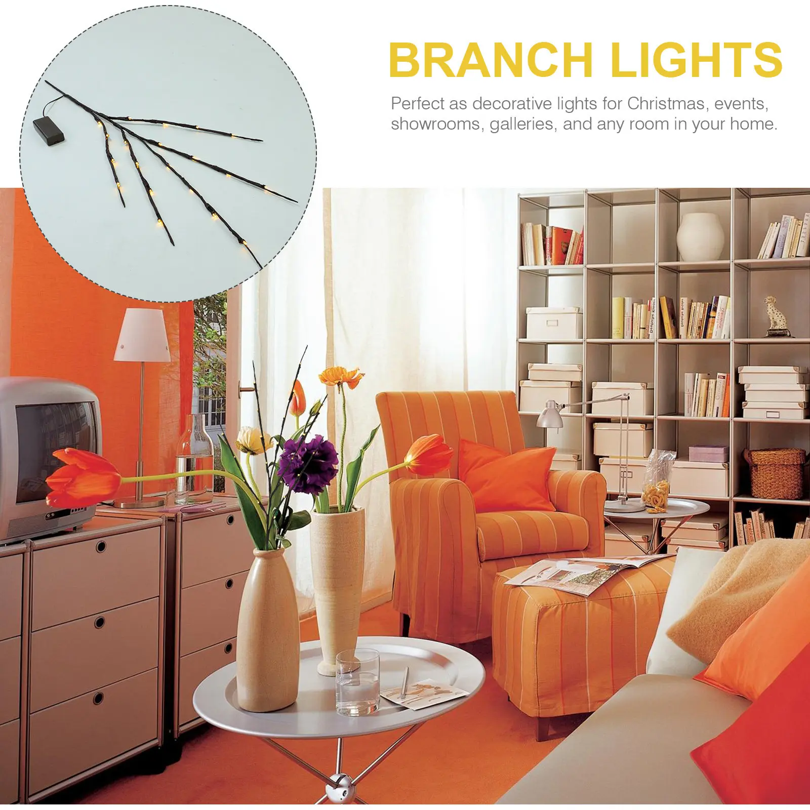 

20 светодиодных светильников-веток для декора, имитирующие елочные ветви, стильное украшение для дома, подарок для семьи и друзей, теплый белый свет