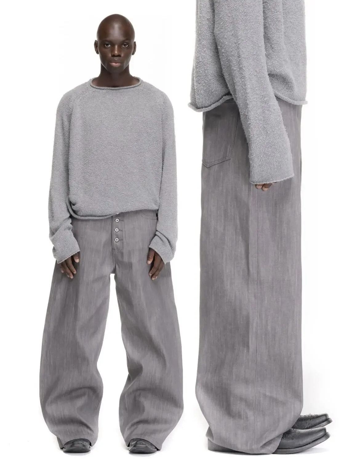 Nofaith red ear red edge cloth gray original cow jeans loose fit