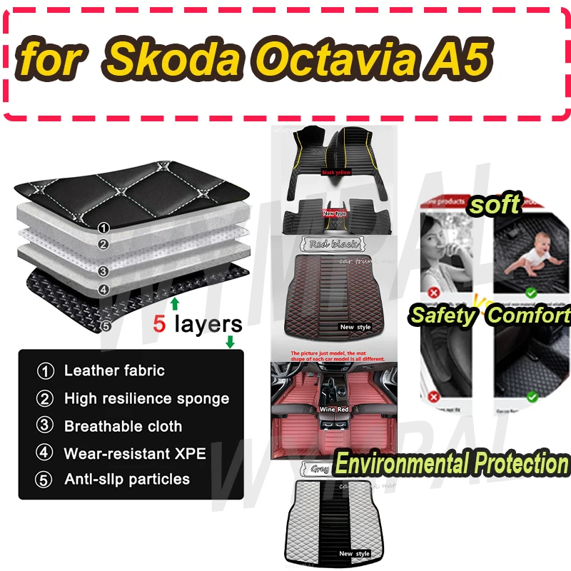 

Роскошные автомобильные коврики на заказ для Skoda Octavia A5 2004 2005 2006 2007