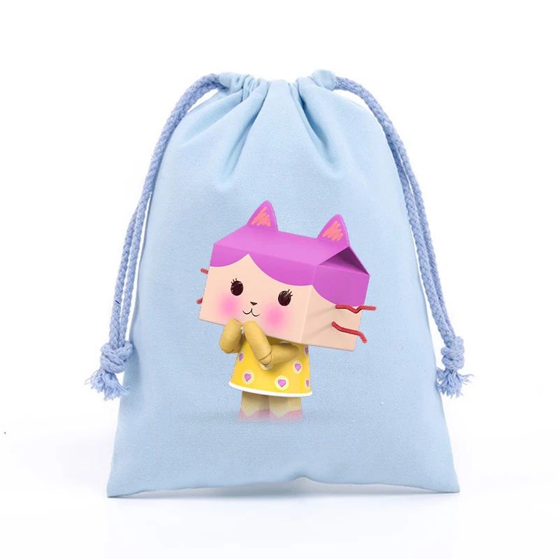 New Gabbys Dollhouses Drawstring Bag Kawaii Cartoon Print Storage Bags Girls Tote Bag Child Handbag Sports Travel Bag Kids Gifts