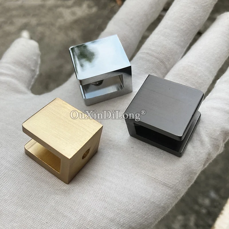 Brand New 6PCS Solid Brass Glass Clamps Acrylic Board Clips Bathroom Shelf Fixed Holder Support Brackets for 8~12mm No Drilling