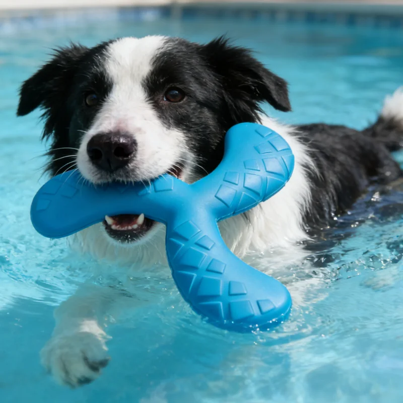 EVA Boomerang Fliegende Scheibe Hundespielzeug zum Kauen, unzerstörbares Haustierzubehör, Wasserspielzeug, sicheres, robustes Spielzeug für große Hunde, widerstandsfähig.