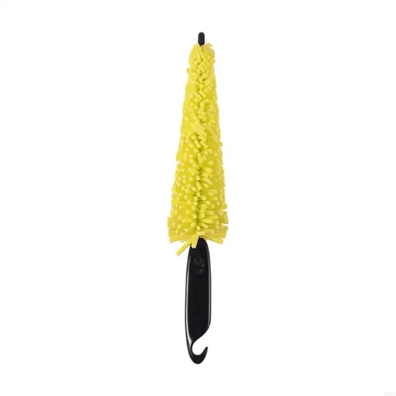 Tire Cleaning Brush with a Long Tapered Foam Head, Plastic Handle Hanging Hook Brush for Wheel Care, Spoke Cleaning H9EE