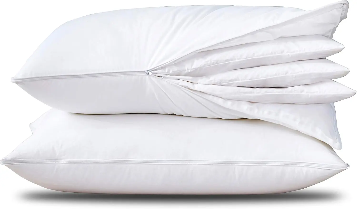 Adjustable Layer Goose Feather Pillow, Assemblable Bed Pillow, 100% Soft Cotton Cover, Good For Side And Back Stomach Sleeper