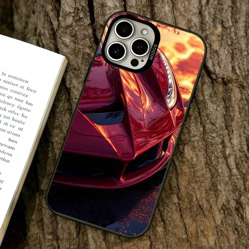 Prancing Horse Sports Car Phone Case For iPhone 17,16,15,14,13,12,11 Plus,Pro Max,XS,Colored Silver Plated Inside Cover