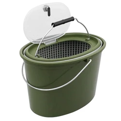 2-in-1 Fishing Bucket Double-Deck Fish Box Detachable Fish Strainer Fishing Bait Storage Container Handle Draining Basket