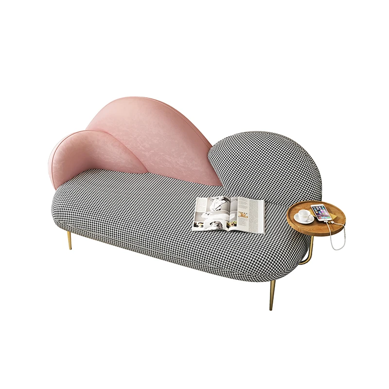 

Nordic light luxury fabric sofa simple modern study bedroom bed and breakfast double sofa