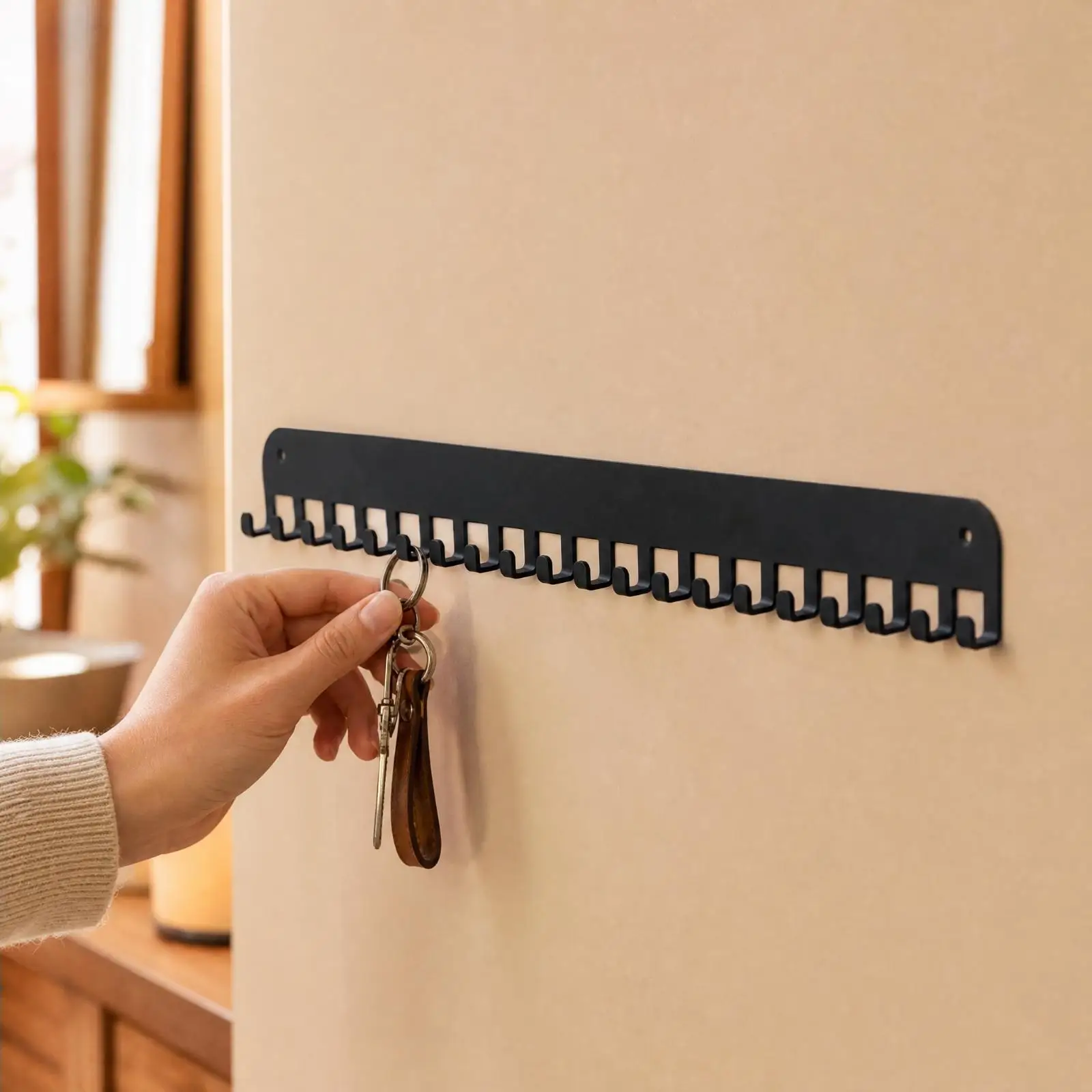 Durable Iron Key Rack with Multiple Hooks for Wall Mount Display of Medals and Keys