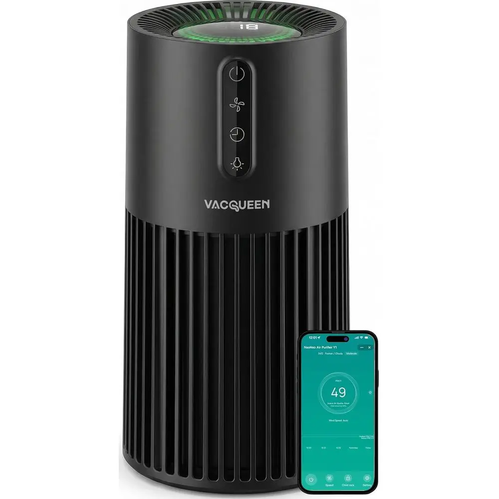 

Умный очиститель воздуха для дома и спальни, с таймером и управлением через Alexa, охватывает площадь 1800 м², с монитором PM2.5, HEPA-фильтр, режим сна.