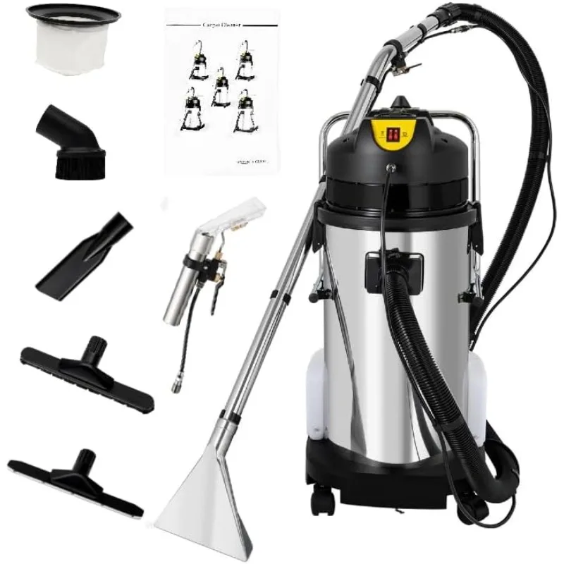 

Commercial Carpet Cleaner, 1000W Wet Dry Upholstery Cleaner Machine with Long Flat/Dust/Water Vacuum Head, Professional 3in1