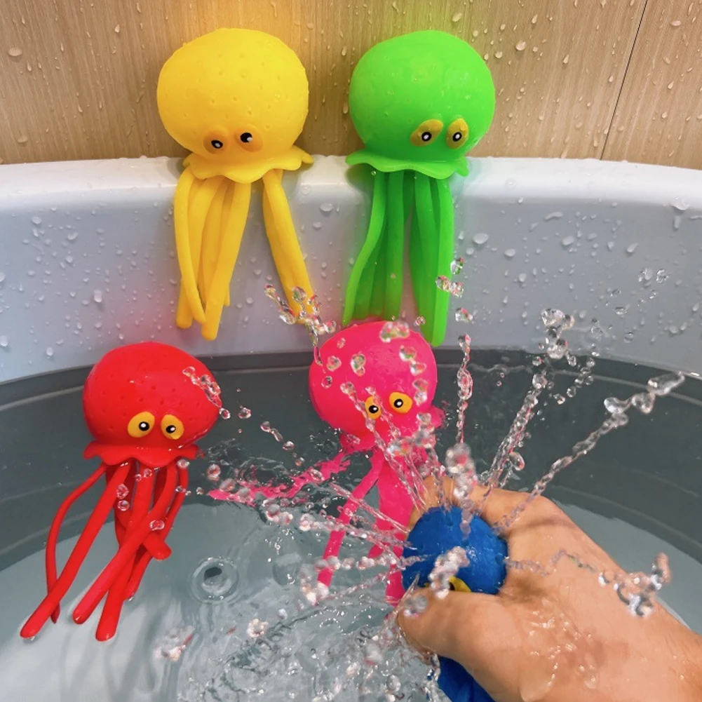 Baby Bath Toys  Sponge Absorbent Octopus Squeezing Stress Relief Toys  Sponge Water Absorbing Summer Play Water Toy for Kid