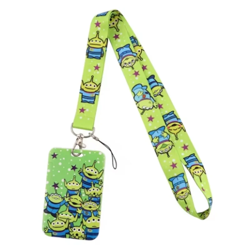 Disney Anime Cartoon PVC Card Set Student Campus Hanging Neck Bag Cute Card Set Hanging Rope ID Card Set Keychain