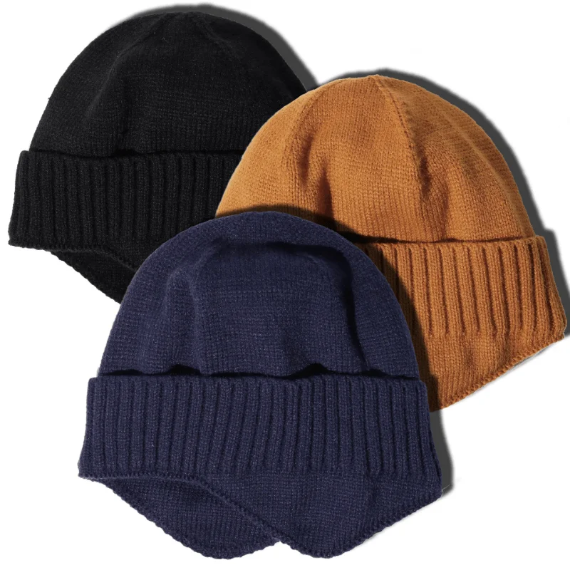 

Men's Knit Cuffed Beanie Winter Warm Fleece Lined Ear Flaps Hat Soft Acrylic Material Skull Cap for Skiing Snowboard Outdoor