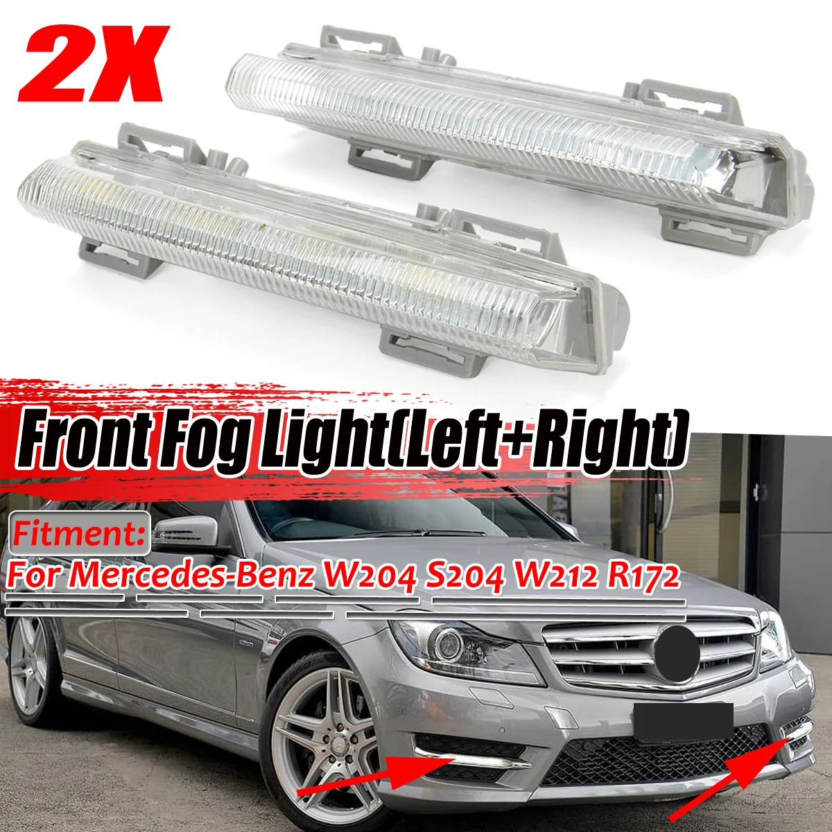 New W204 W212 Car Front LED DRL Fog Light Bulbs Lamp Assembly Fog Lights For Mercedes For Benz W204 W212 C250 C280 C350 E350