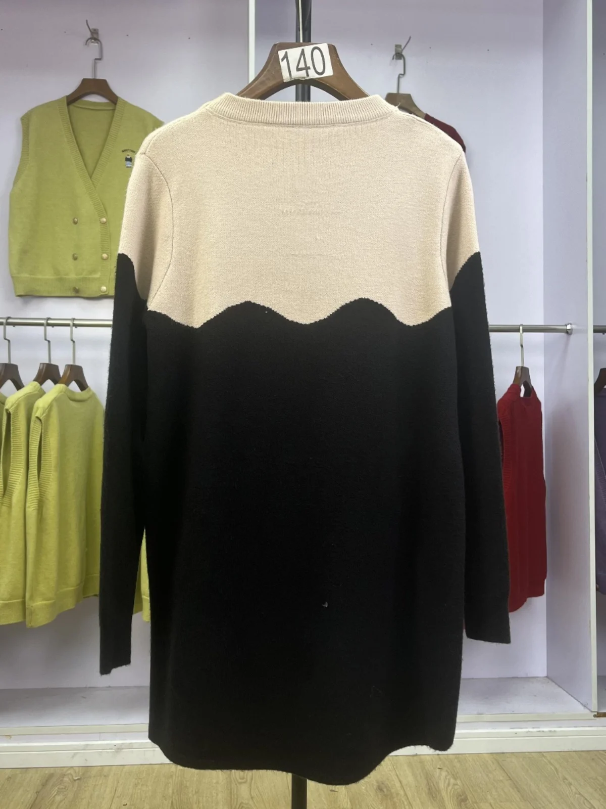 Thiened 중간 길이 니트 스웨터 여성용 루즈핏 Dr-Sle 탑 캐주얼 레이지 슬레 컬러 콜리온 가을 따뜻한 스웨터