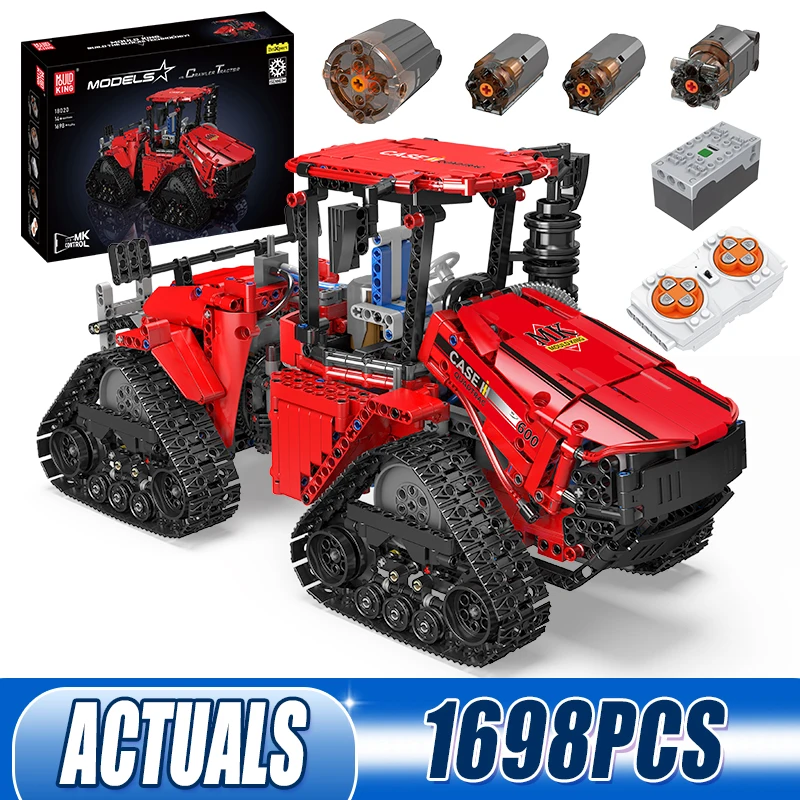 MOULD KING 18020 Technik Crawler Tractor Model Remote Control All Terrain Plowing Truck Building Blocks Toys for Children Gifts