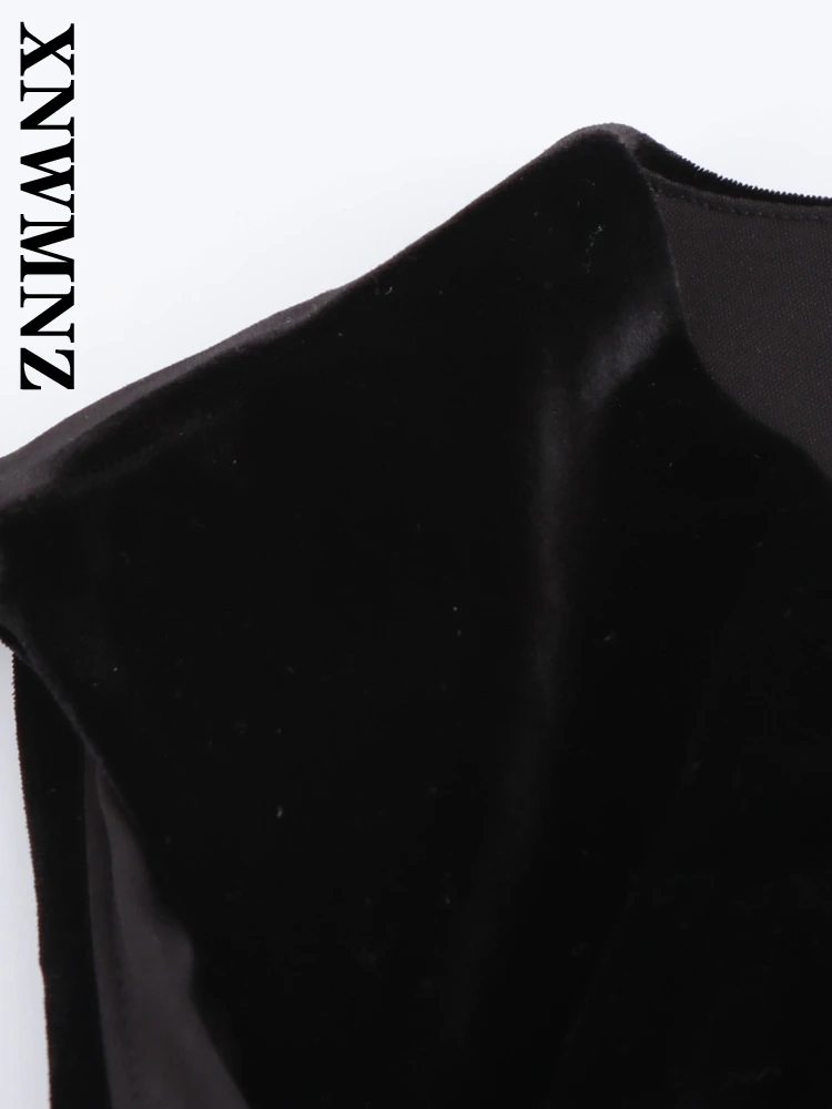 XNWMNZ 2024 New Summer Woman\'s Casual Ruffles Sleeveless zipper Black Dress Female Vintage O-Collar Long Length Top Maxi Skirt