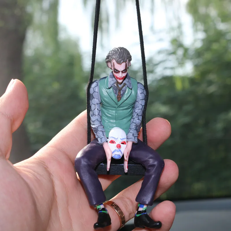 8cm Anime Figures Joker Model Decor Auto Rearview Mirror Hanging Pendant Car Interior Ornaments Kids Toys Fans Gifts