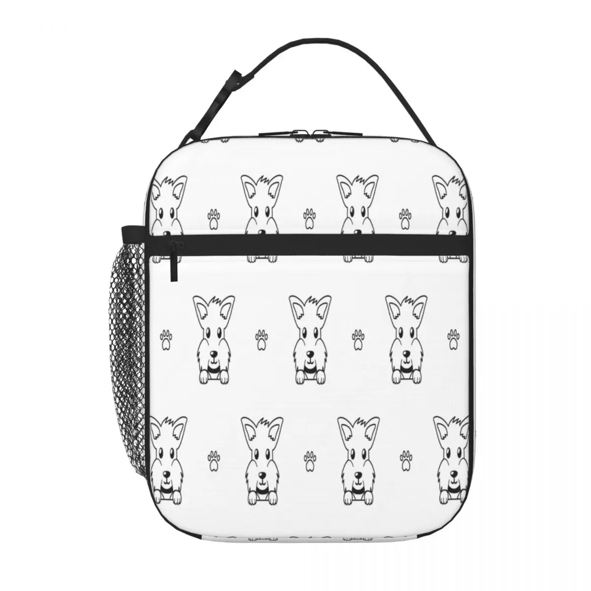 Hot Sale Scottish Terrier Pattern 05 Ruffled Thermal Lunch Bag Car Travel Lunch Bag