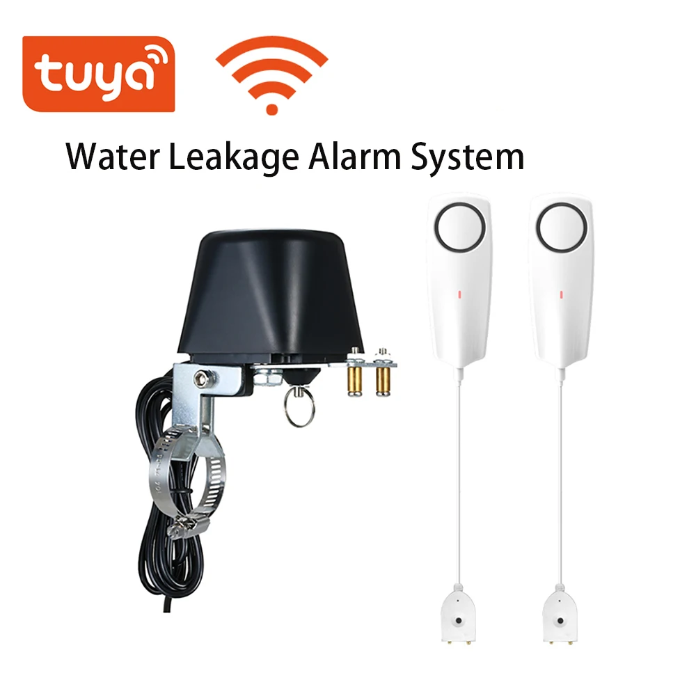 

1/2" (DN15) 3/4"(DN20) Tuya WIFI Smart Valve Manipulator & 2pcs Tuya WIFI Water Sensors Protection Against Water Leaks for Home