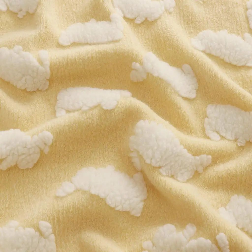 1yard Knitted Faux Woolen Warm Yellow Cute Bunny Jacquard Fabric Coat Sweatshirt Cloak Handmade DIY Cloth Sewing Accessories