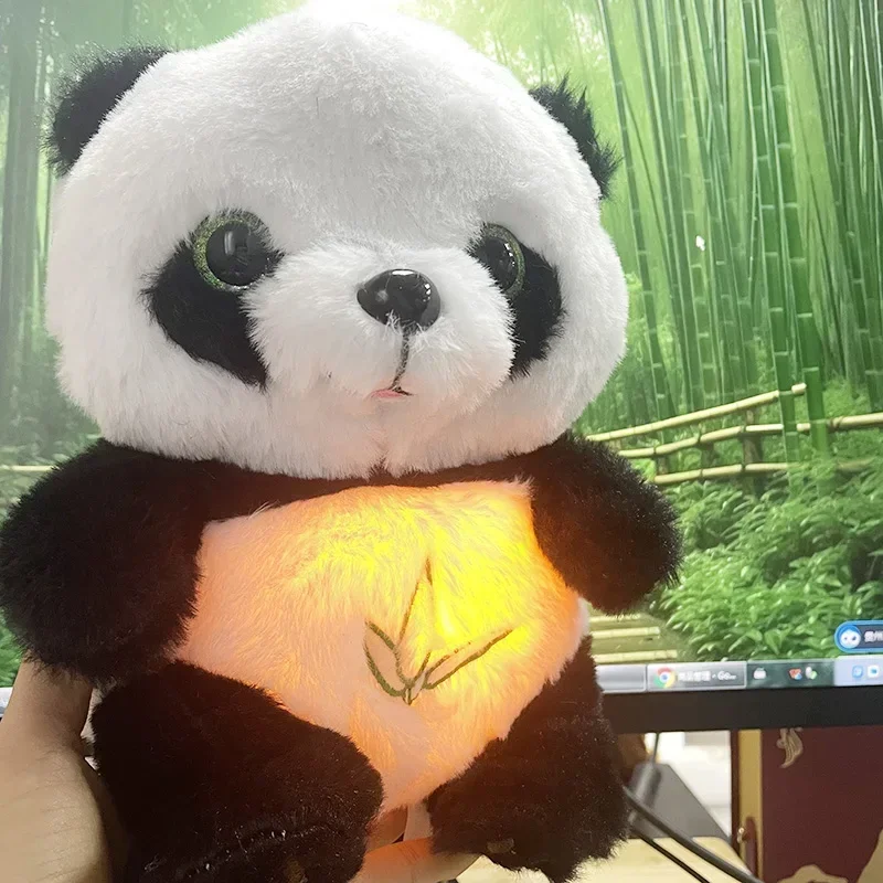 Panda respiratorio Bambino Lenitivo Peluche Bambola Giocattolo Bambino Bambini Musica lenitiva Compagno di sonno Giocattoli per bambole con suono e luce