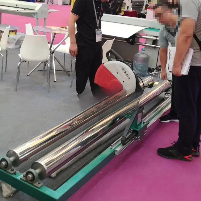 Tarpaulin material semi-automatic roll slitting machine fabric sheet roll cutting machine