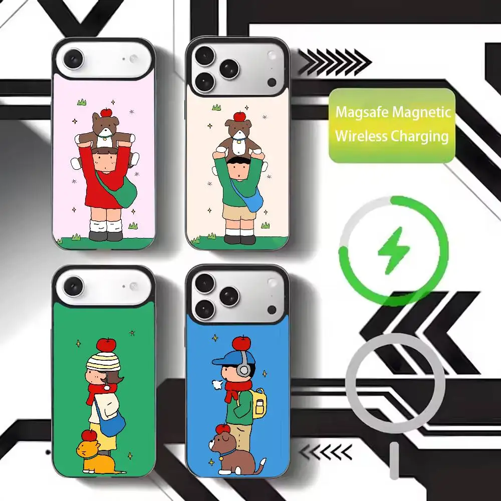 

Cute Cartoon Couple Phone Case For iPhone17,16,15,14,13,12,11 Plus,Pro Max Magnetic For Magsafe Wireless Charging