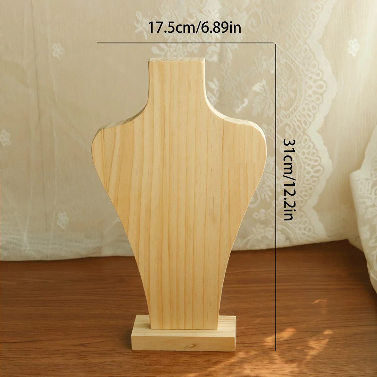 木製ポートレートネックレスホルダー ヴィンテージジュエリーディスプレイスタンド カウンターネックレス収納ディスプレイラック レディースジュエリーシェルフ