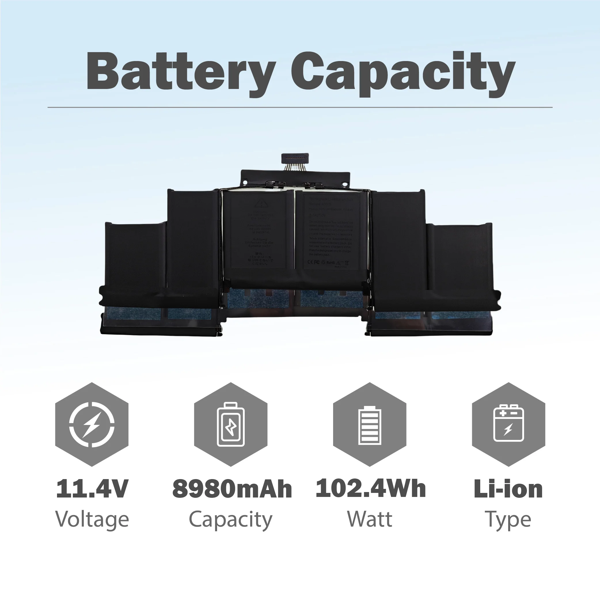 A1398 A1494 A1618 102.4Wh New Battery For MacBook Pro Retina 15'(Mid 2015 Year Only-Long Lasting 11.4V 8980mAh