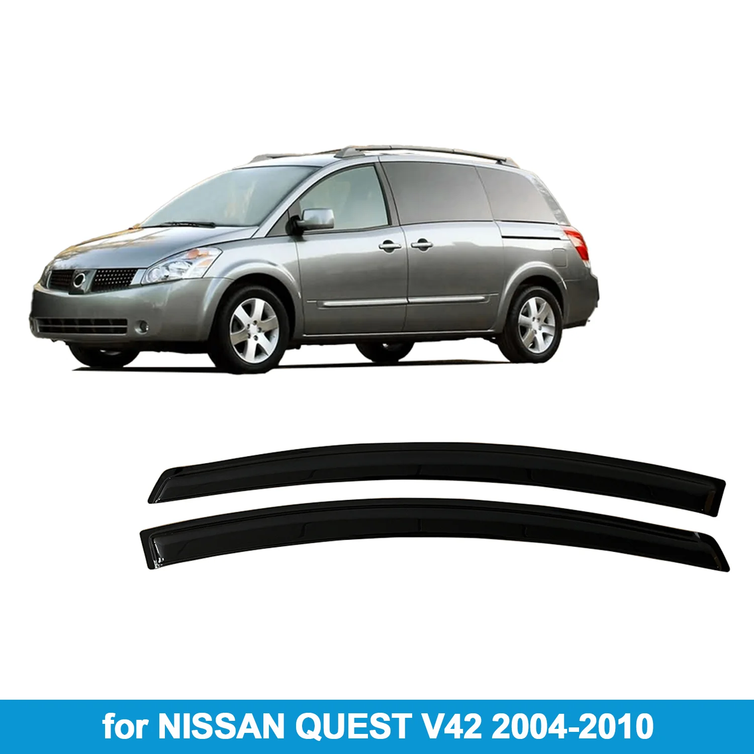 

Window Visor for NISSAN QUEST V42 2004-2010 Rain Guard Side Vent Deflector Weathershield Outside-Mount Tape On