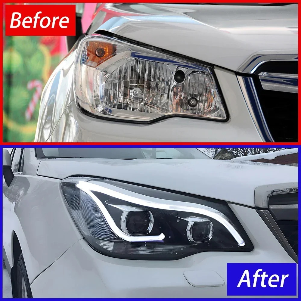 Car Front Light for Forester 2013-2016 High Configuration LED Auto Headlight Bifocal  Lens Assembly Hot Sale Accessories