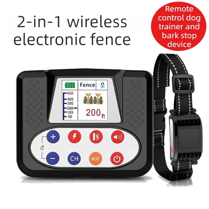 2in1 Electronic Dog Training Collar Fence Wireless Anti Barking Remote Dog Collar Barking Stopper Auto Behaviour Correct Outdoor