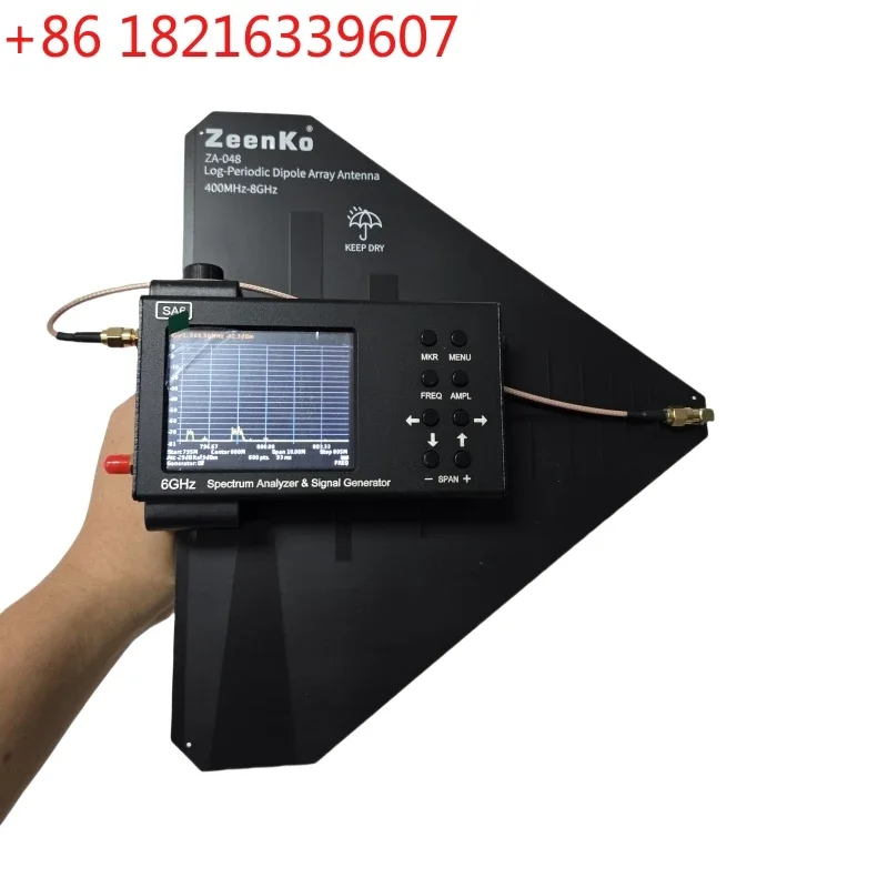 TAO New SA6 6G Portable Spectrum Analyzer Signal Genertor + ZA048 Log Periodic Antenna LPDA for 3G 4G LTE CDMA DCS GSM GPRS GLON