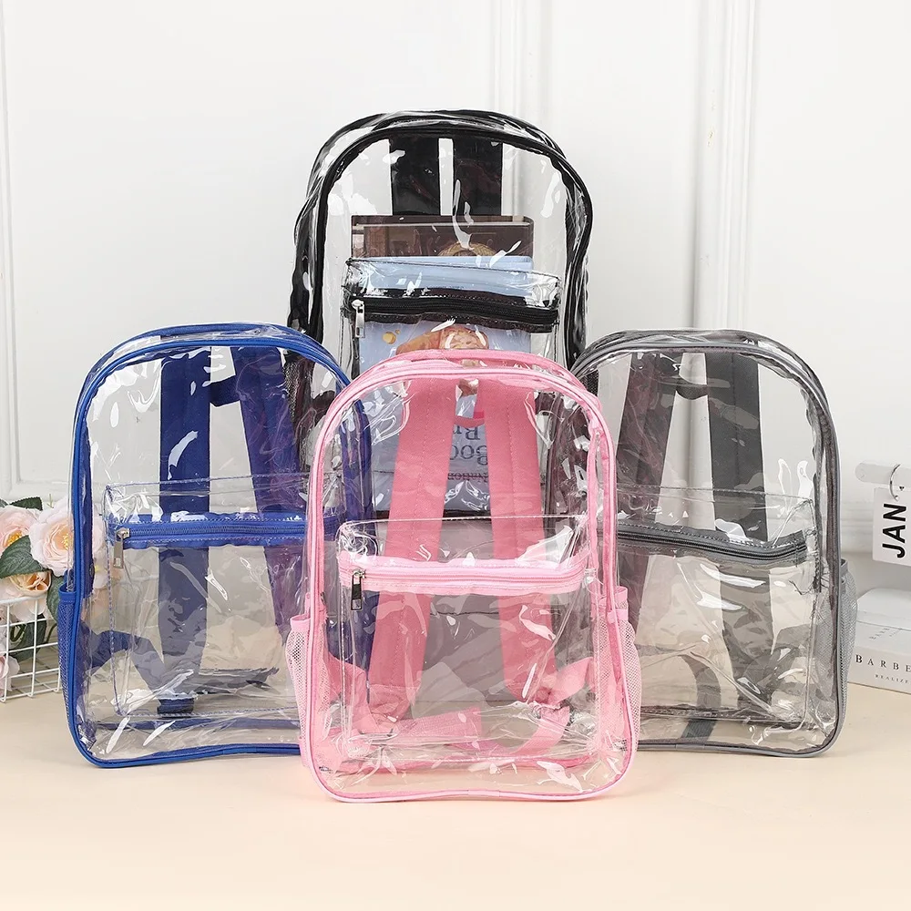 

Transparent PVC Backpacks for Women & Men Large Capacity School Bag Waterproof Jelly Tote Outdoor Travel Rucksack shoulder bags