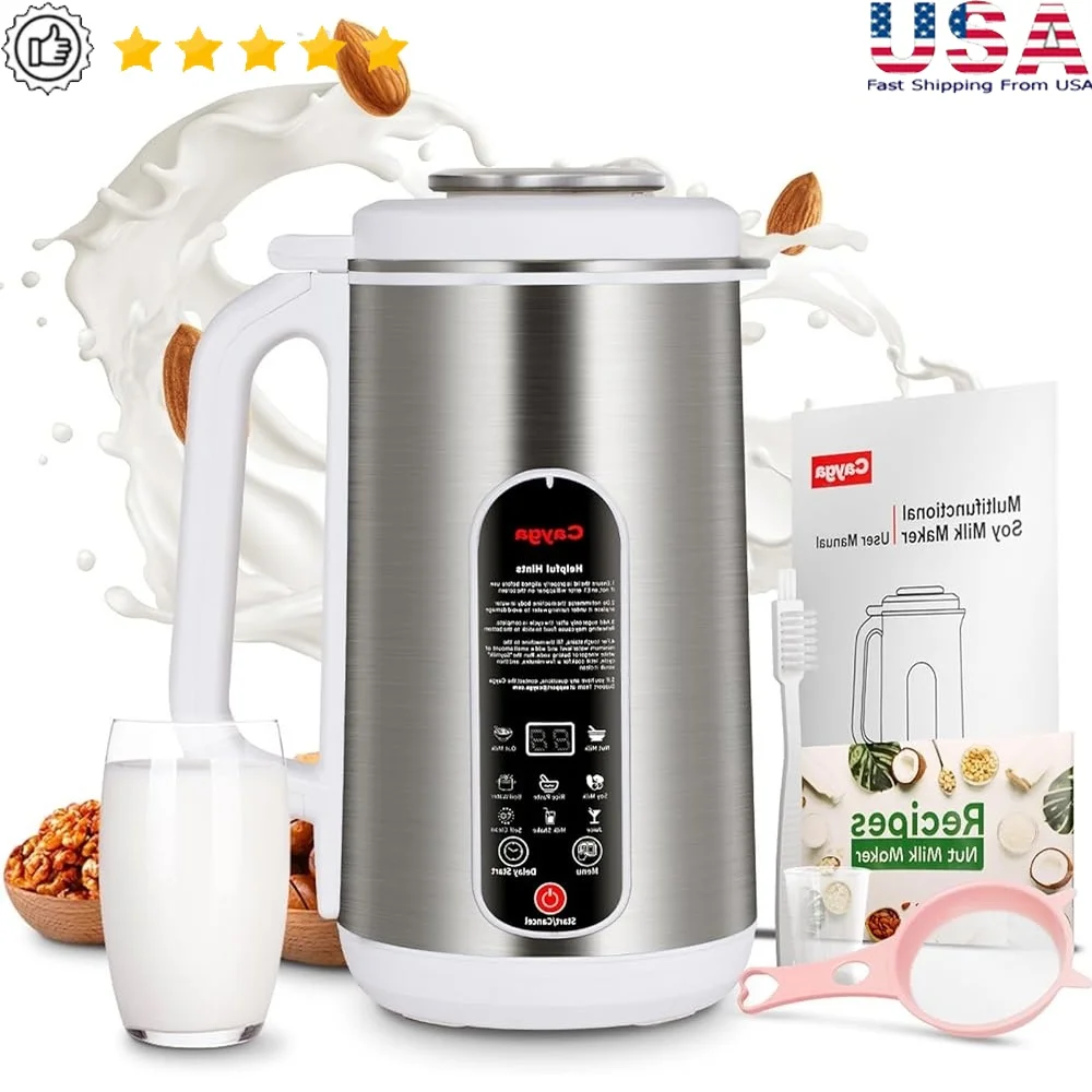 

Nut Milk Maker Machine 40oz Stainless Steel Soy Milk Blender Plant-Based Non-Dairy Drinks Almond Oat Juice Automatic Kitchen