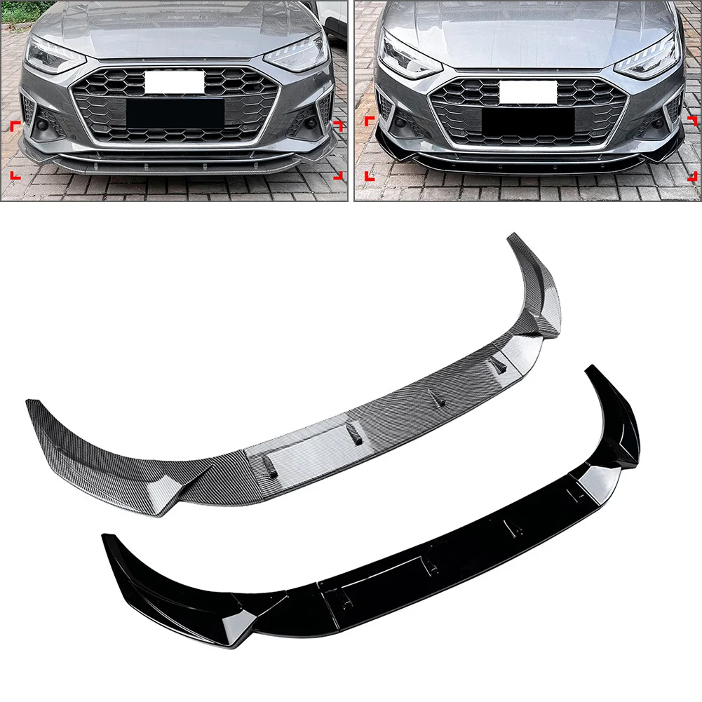 Car Front Bumper Splitter Spoiler Lip For Audi A4 S4 B9.5 S-Line 2020 2021 2022 2023 2024