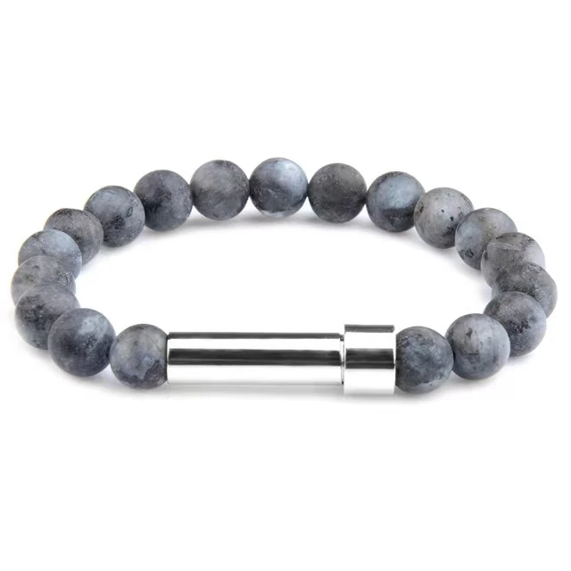 Vnox Men\'s Casual Lava Stone Beads Urn Bracelets for Ashes, Hollow Tube Cremation Keepsake Memorial Jewelry,Length Adjustable